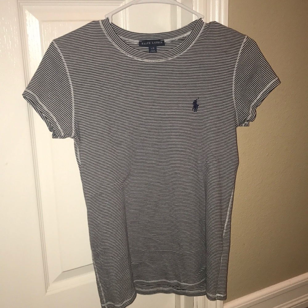 Ralph Polo Navy Blue & White Striped T shirt